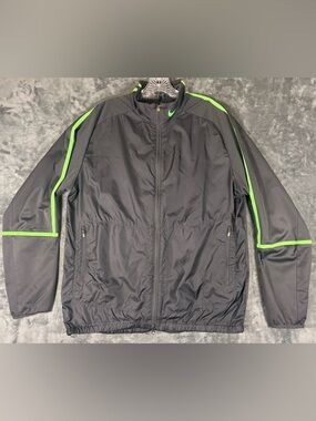 Nike Golf Shield Jacket Mens Large Gray Green Full Zip Lightweight Windbreaker‎